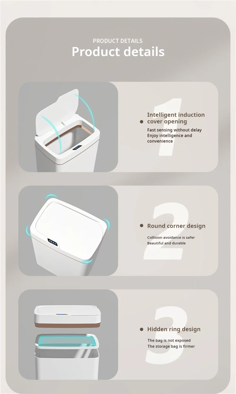 Cestino Intelligente per Bagno con Insaccamento Automatico 15L