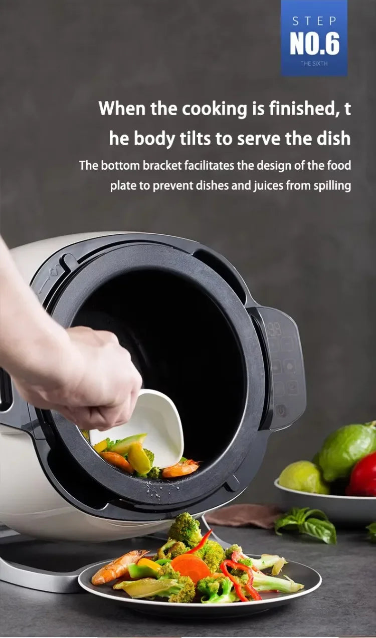 Wok Elettrico Automatico 2000W con Mescolamento Intelligente - Antiaderente, Multifunzione 220V