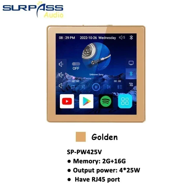 Amplificatore Home Theater WiFi Bluetooth Android 10.0 - Touch Screen 4", Controllo Vocale, 4 Canali