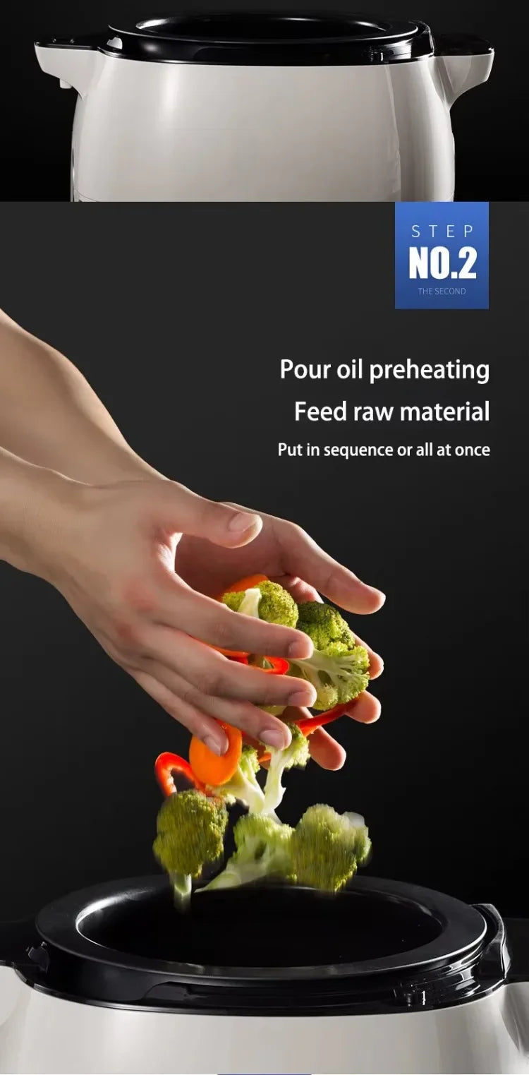 Wok Elettrico Automatico 2000W con Mescolamento Intelligente - Antiaderente, Multifunzione 220V