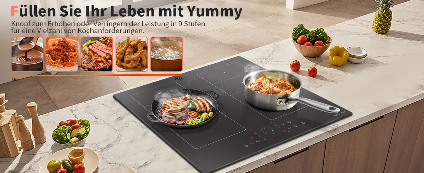 Piano Cottura a Induzione NOXTON 60cm 4 Zone con Booster e Timer