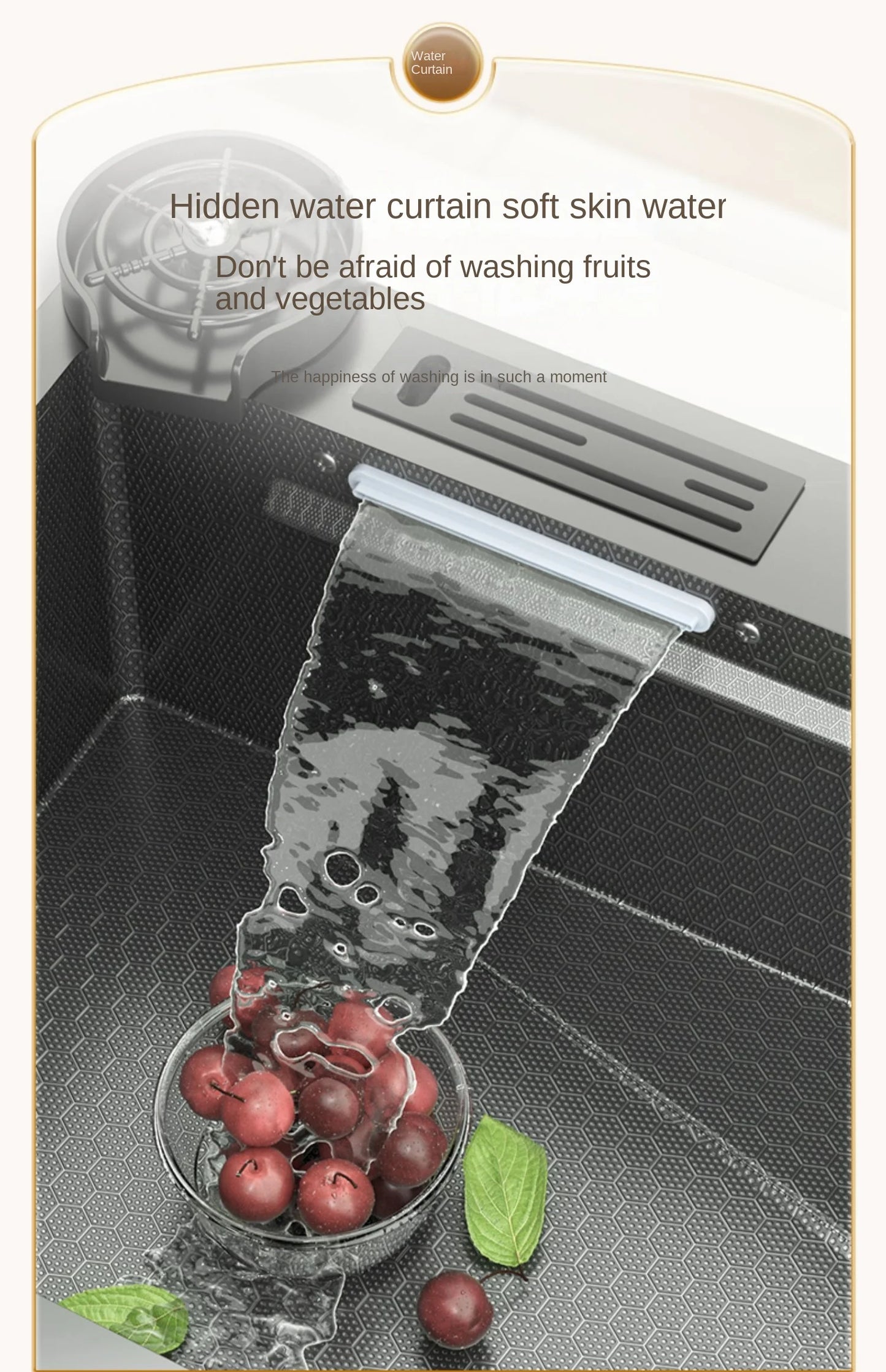 Lavello Cucina Acciaio Inox 304 Nano Black con Rubinetto Digitale a Cascata