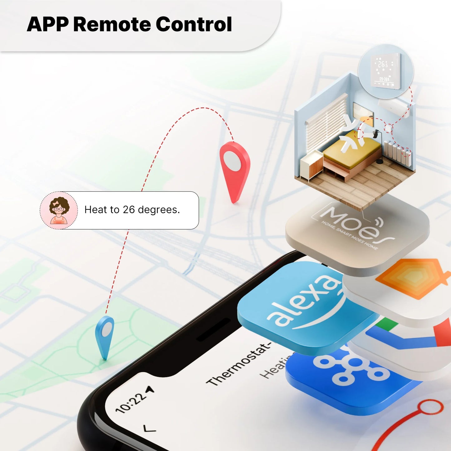 MOES Termostato Smart Wi-Fi Matter – Compatibile Alexa, Google, Apple  Controllo Temperatura per Caldaia Acqua e Riscaldamento Elettrico