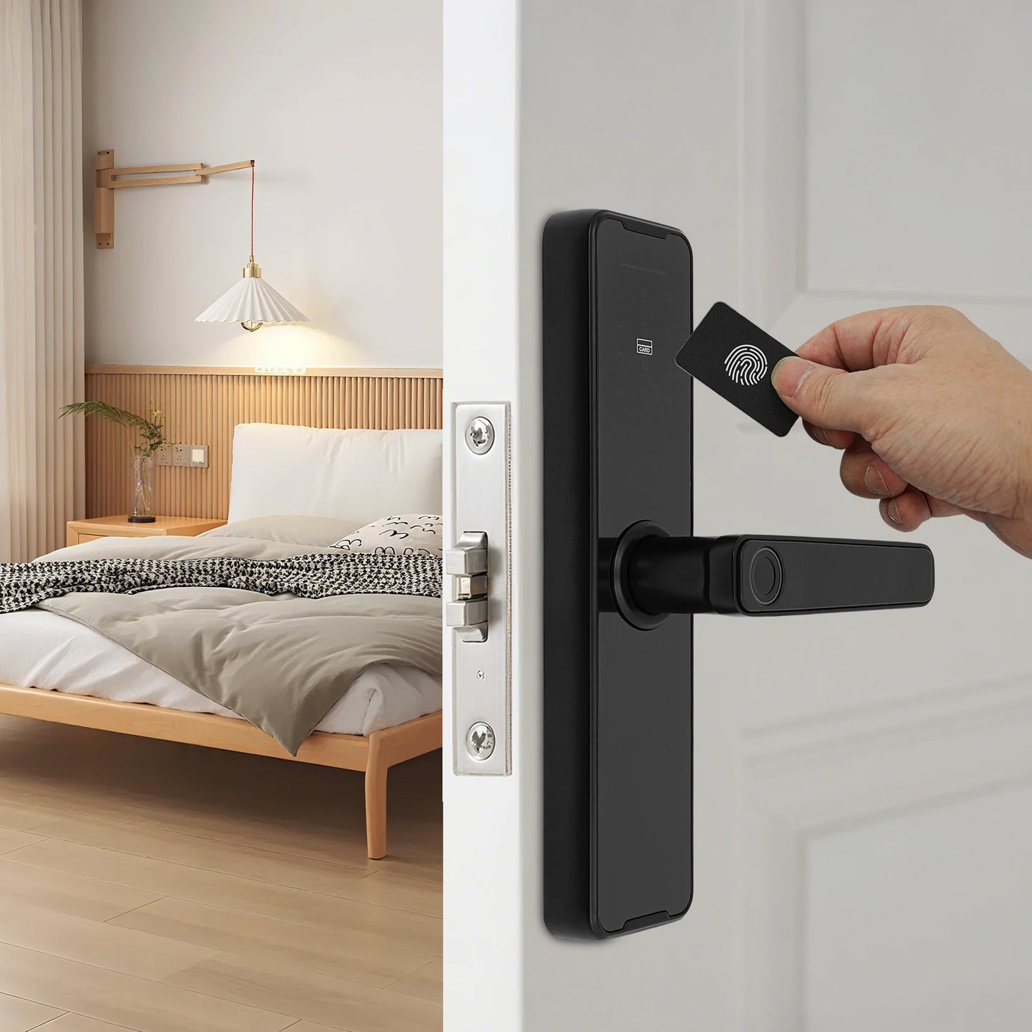 SmartAccess Pro™ – Serratura Intelligente con Maniglia, Impronta Digitale e Controllo WiFi Tuya