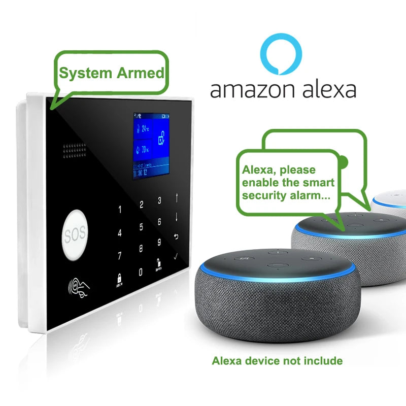 Sistema Allarme Casa WiFi GSM Wireless - Kit Antifurto Smart con Sensori Porta e Movimento, App Tuya e Compatibilità Alexa