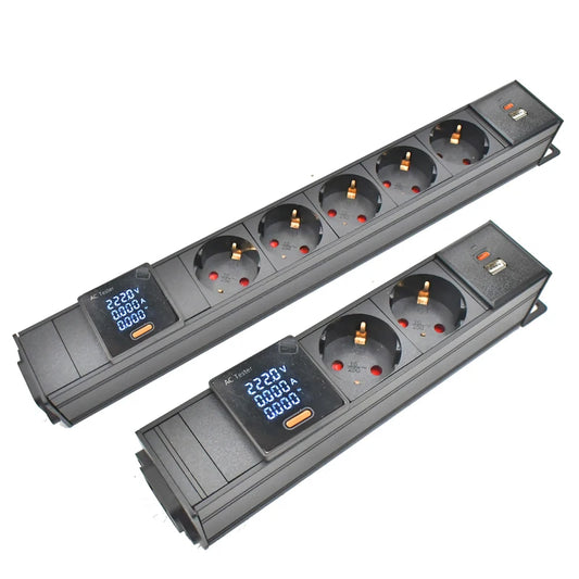 Ciabatta Multipresa PDU Professionale Wireless - Rilevatore Tensione, Prese EU, Porta USB-C 15W per Rack e Ufficio