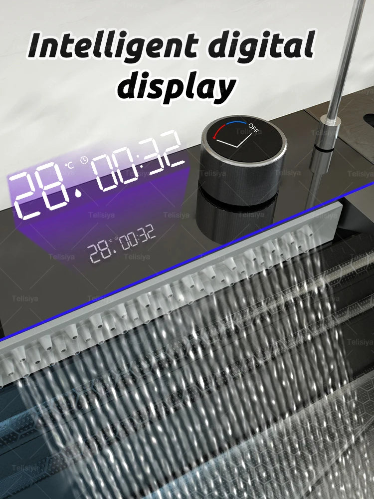 Lavello Cucina Acciaio Inox con Cascata e Display Digitale - Vasca Singola Extra Large Multifunzione