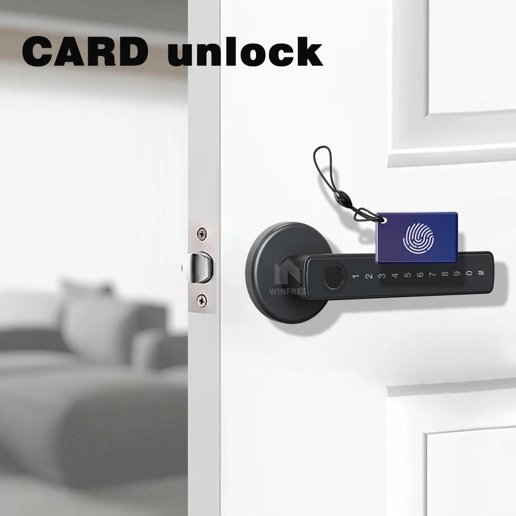 WINFREE ZenLock™ – Serratura Smart per Porte in Legno con Impronta, Codice, Bluetooth e Controllo Vocale