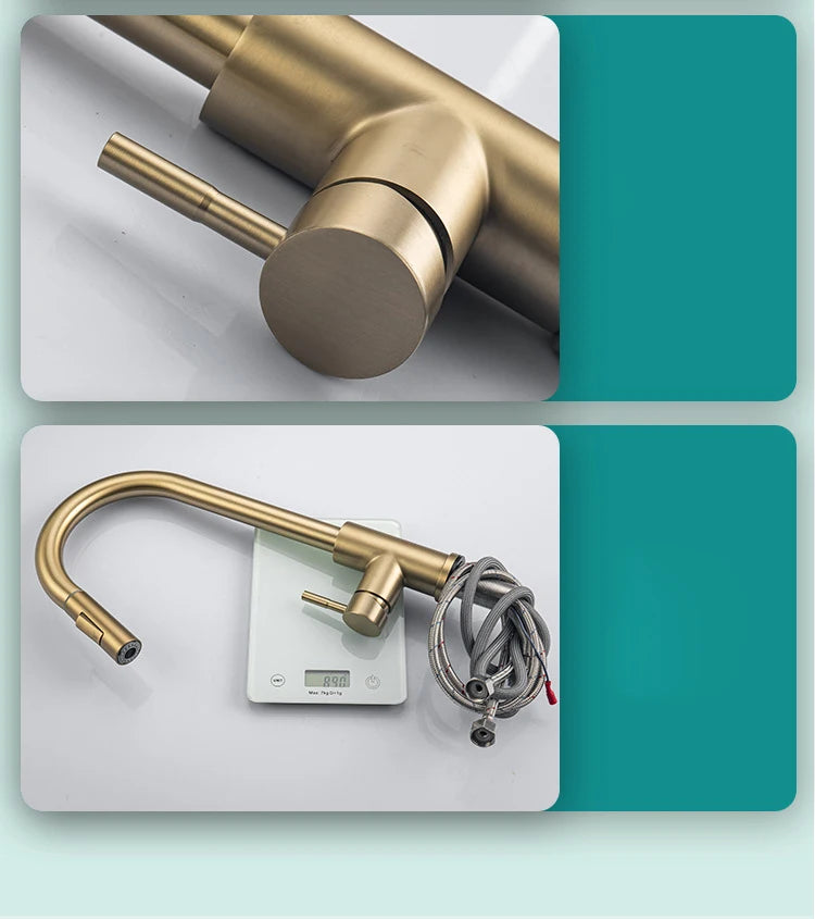 Rubinetto Cucina Smart con Sensore Touch e Movimento - Miscelatore Estraibile Oro