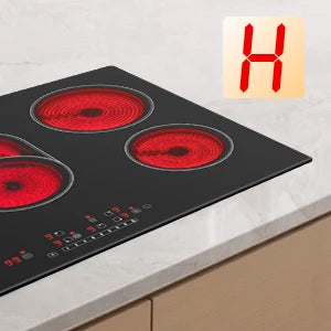 Piano Cottura Elettrico KICHPOWER 77cm 5 Zone in Vetroceramica 8500W con Controllo Touch e Blocco Sicurezza