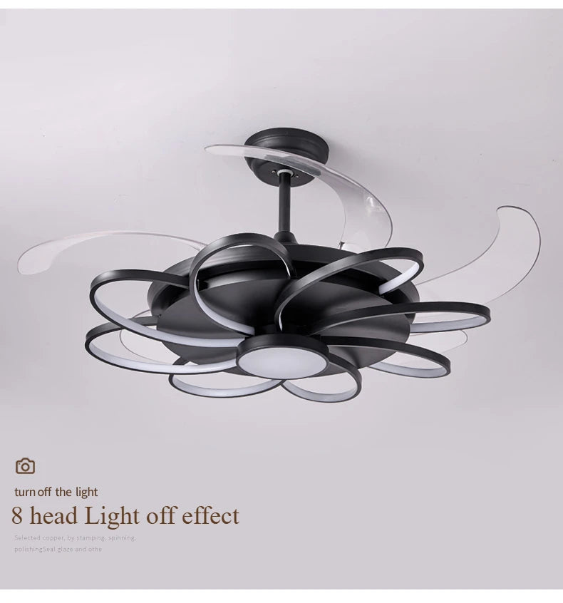 Ventilatore da Soffitto LED Nordico con Telecomando - Design Elegante per Camera da Letto, Sala da Pranzo e Ristorante