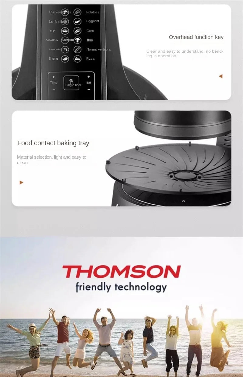 Griglia Elettrica Barbecue Senza Fumo Rotante Multifunzione per Interni