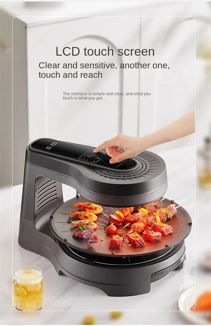 Griglia Elettrica Barbecue Senza Fumo Rotante Multifunzione per Interni