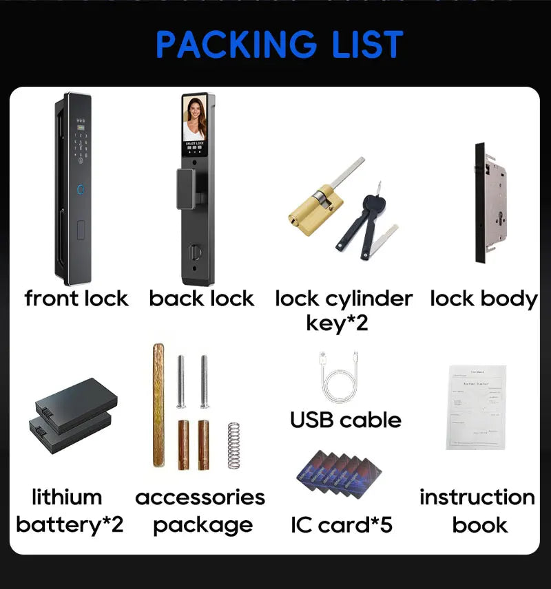 Serratura Smart WiFi con Riconoscimento Vena Palmare e Facciale 3D