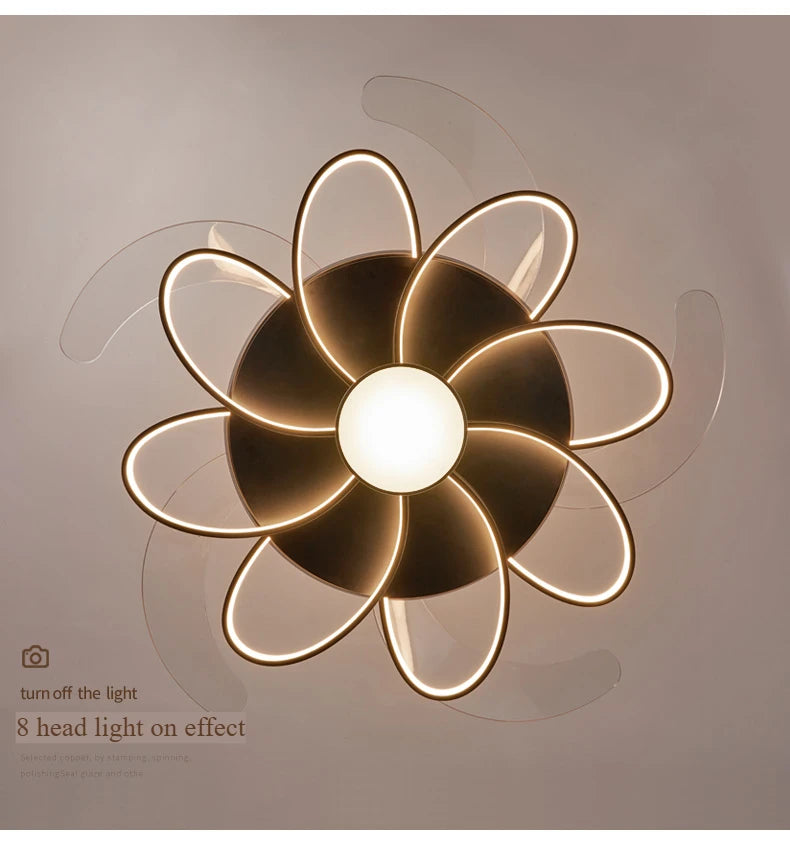 Ventilatore da Soffitto LED Nordico con Telecomando - Design Elegante per Camera da Letto, Sala da Pranzo e Ristorante