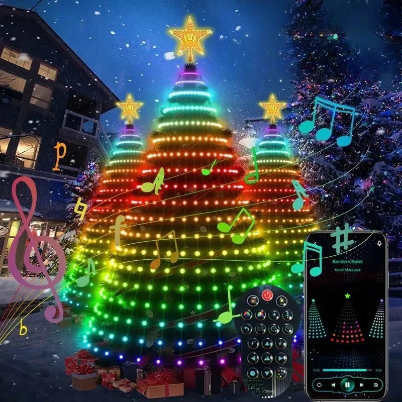 Luci LED RGB Bluetooth per Albero di Natale - Catena Luminosa Personalizzabile con App