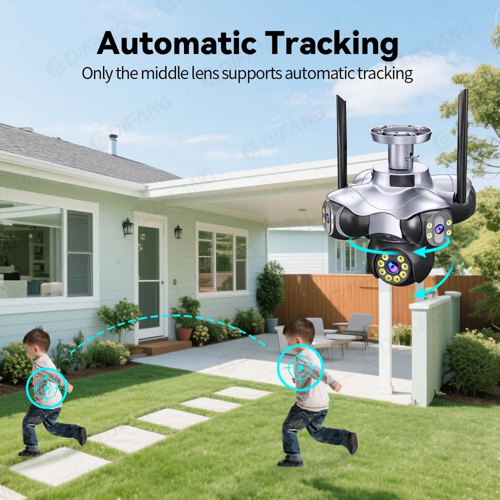 Telecamera WiFi 25MP Cinque Lenti PTZ 720° - Videosorveglianza IP 10K 20MP per Casa