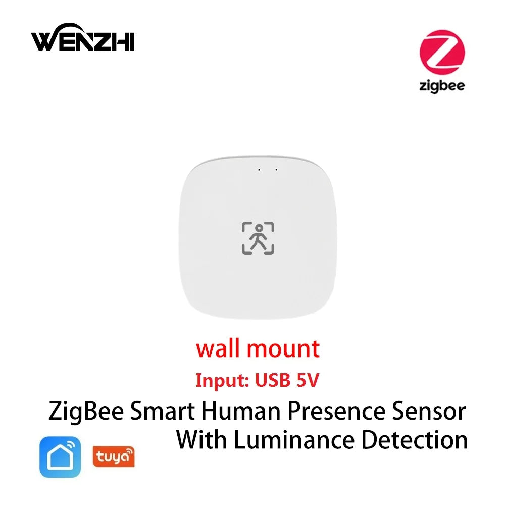 Sensore di Presenza Umana Smart Radar mmWave Zigbee/WiFi con Rilevamento Luminosità Tuya