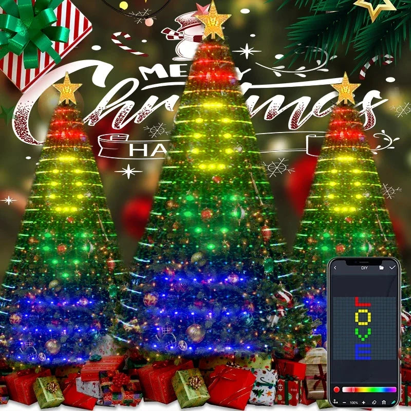 Luci LED RGB Bluetooth per Albero di Natale - Catena Luminosa Personalizzabile con App