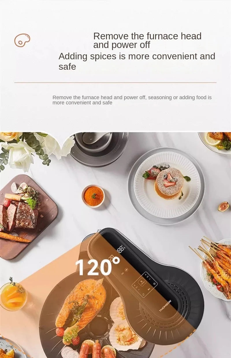 Griglia Elettrica Barbecue Senza Fumo Rotante Multifunzione per Interni