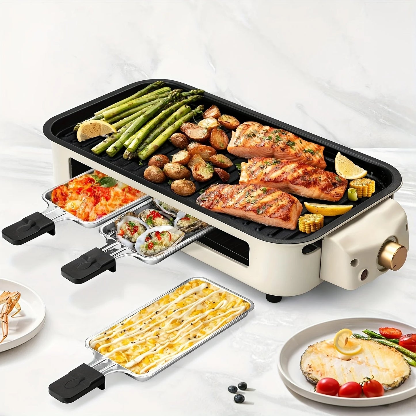 Grill Elettrico Portatile 1500W – Piastra Antiaderente Rimovibile  Acciaio Inox 304, US Plug, Ideale per Barbecue Indoor