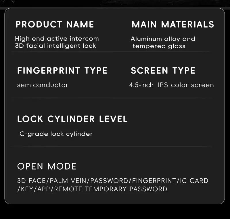 Serratura Smart WiFi con Riconoscimento Vena Palmare e Facciale 3D