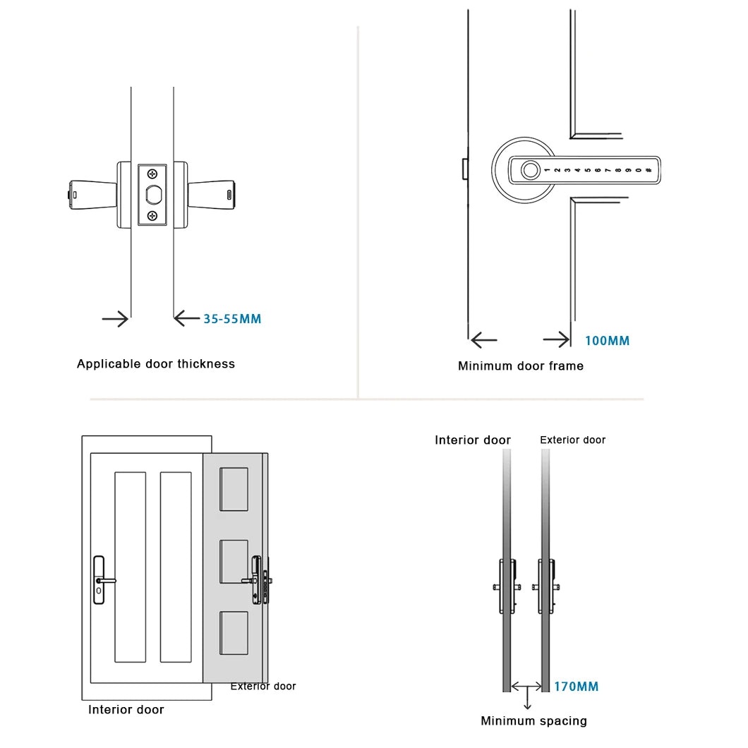 WINFREE ZenLock™ – Serratura Smart per Porte in Legno con Impronta, Codice, Bluetooth e Controllo Vocale
