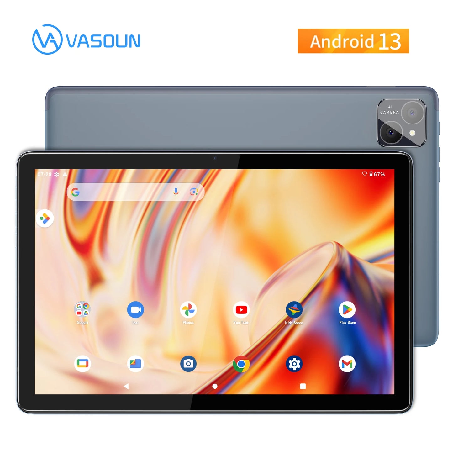Tablet Android 14 VASOUN 10.1" - 12GB RAM 128GB ROM Dual SIM 4G WiFi 5G Octa Core
