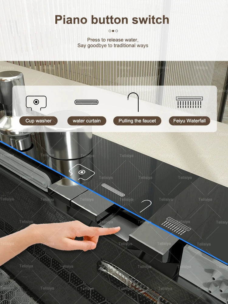 Lavello Cucina Acciaio Inox con Cascata e Display Digitale - Vasca Singola Extra Large Multifunzione