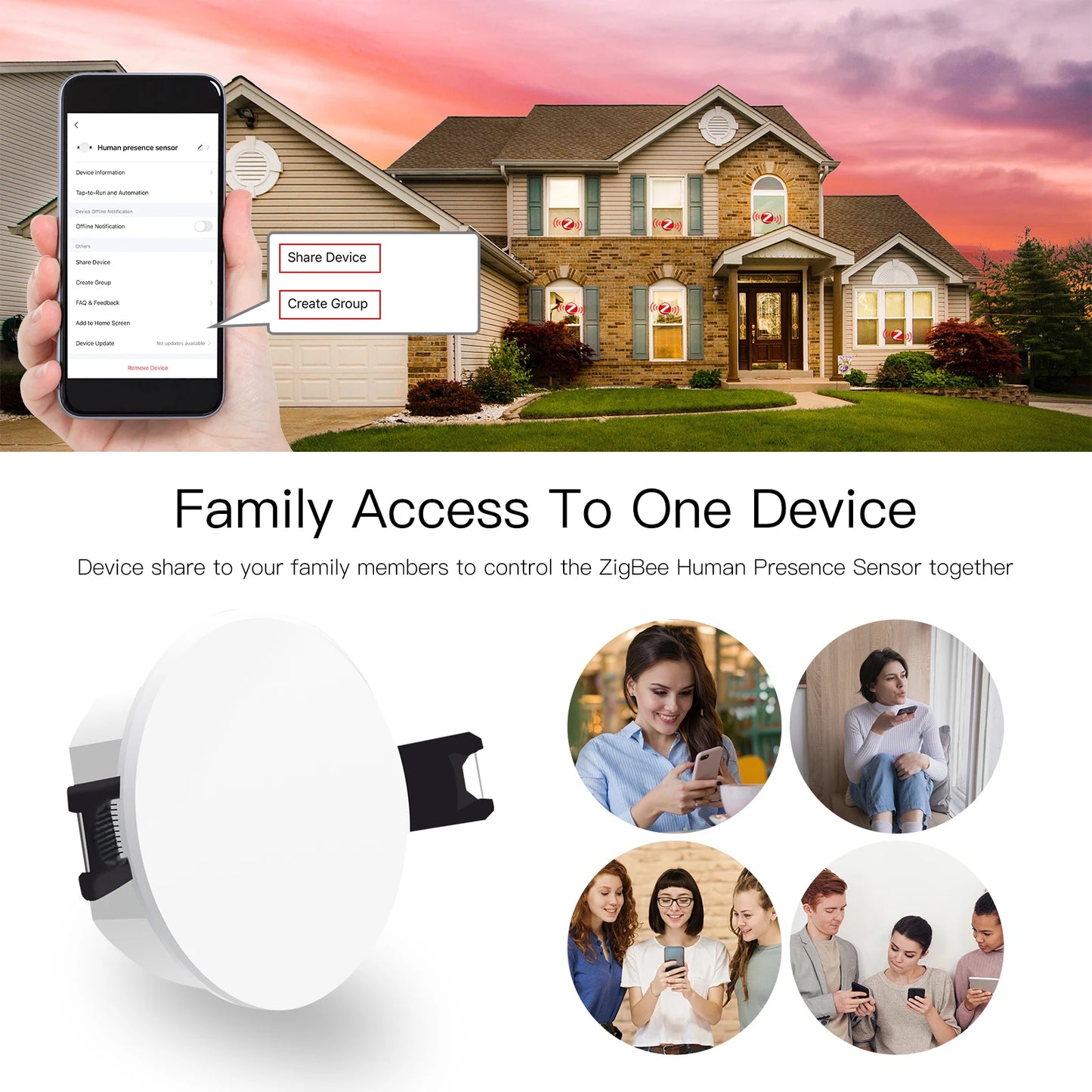 Sensore di Presenza Umana Smart Radar mmWave Zigbee/WiFi con Rilevamento Luminosità Tuya
