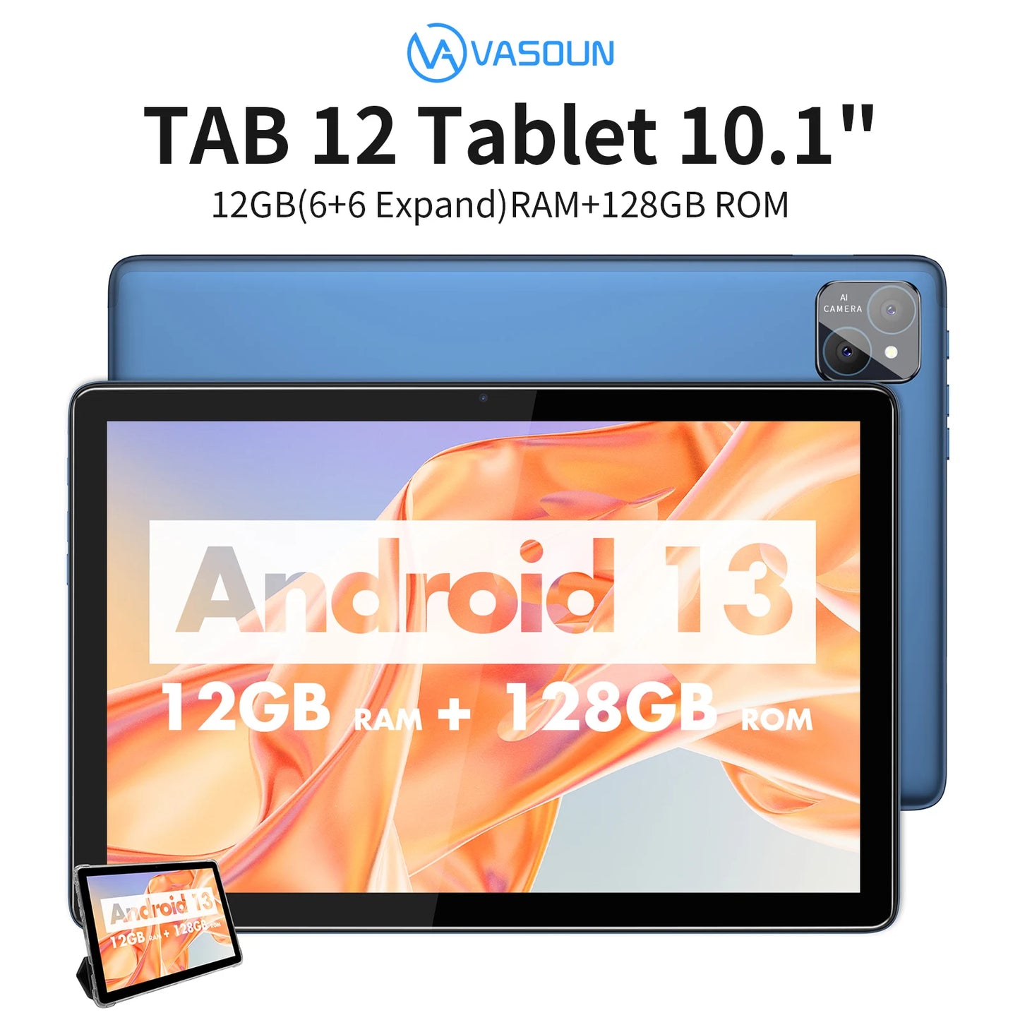 Tablet Android 14 VASOUN 10.1" - 12GB RAM 128GB ROM Dual SIM 4G WiFi 5G Octa Core