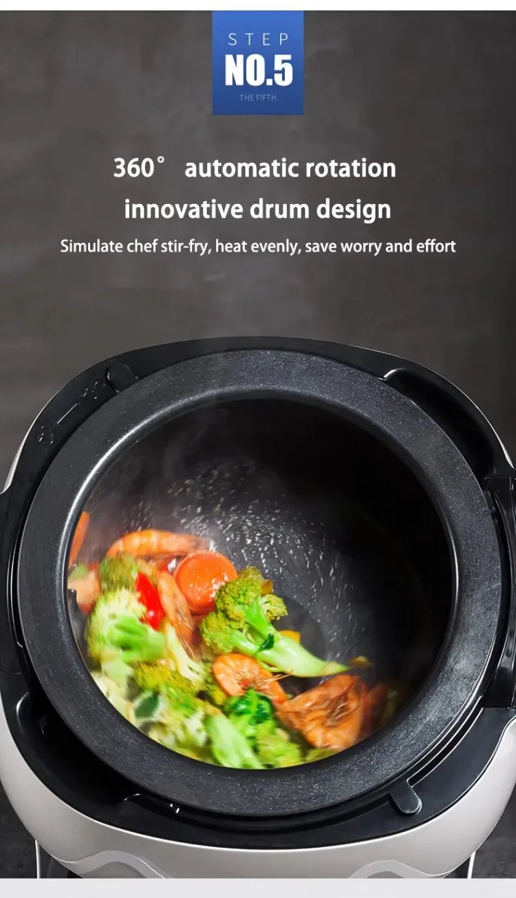 Wok Elettrico Automatico 2000W con Mescolamento Intelligente - Antiaderente, Multifunzione 220V