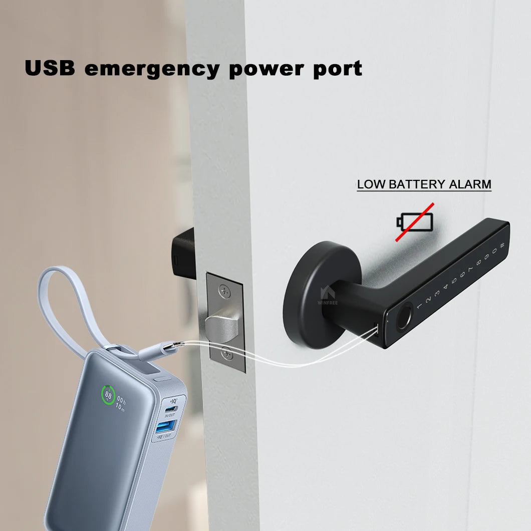 WINFREE ZenLock™ – Serratura Smart per Porte in Legno con Impronta, Codice, Bluetooth e Controllo Vocale