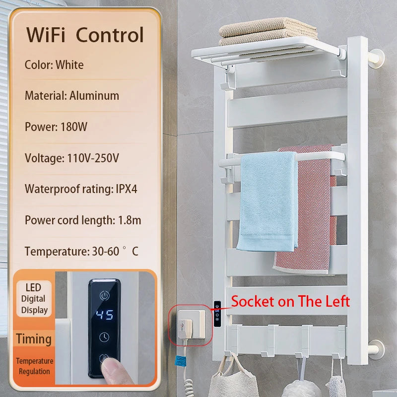 Scaldasalviette Elettrico Smart WiFi - Termoarredo da Parete per Bagno e Cucina