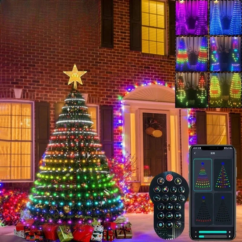 Luci LED RGB Bluetooth per Albero di Natale - Catena Luminosa Personalizzabile con App