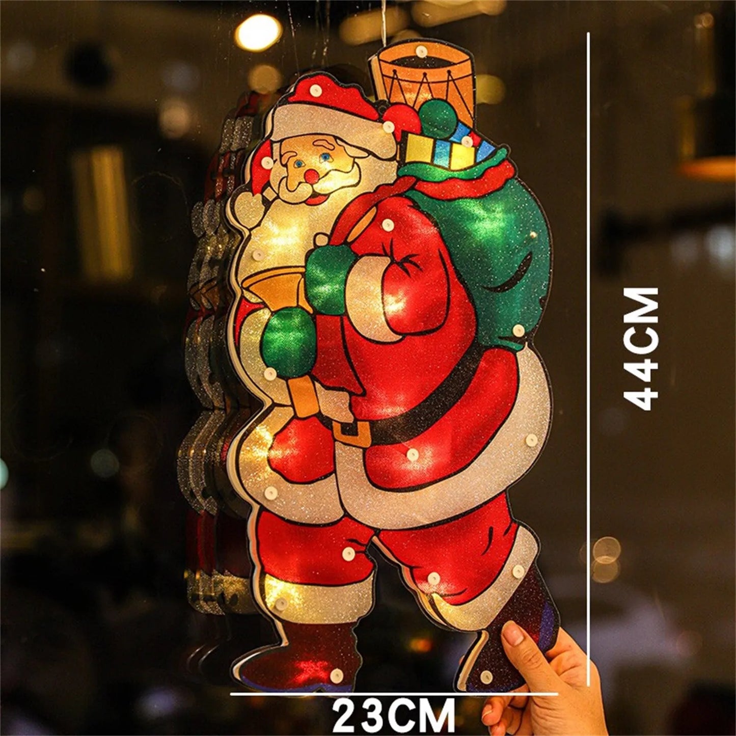 Decorazione Natalizia Luminosa con Ventosa - Pupazzo di Neve e Babbo Natale per Finestre