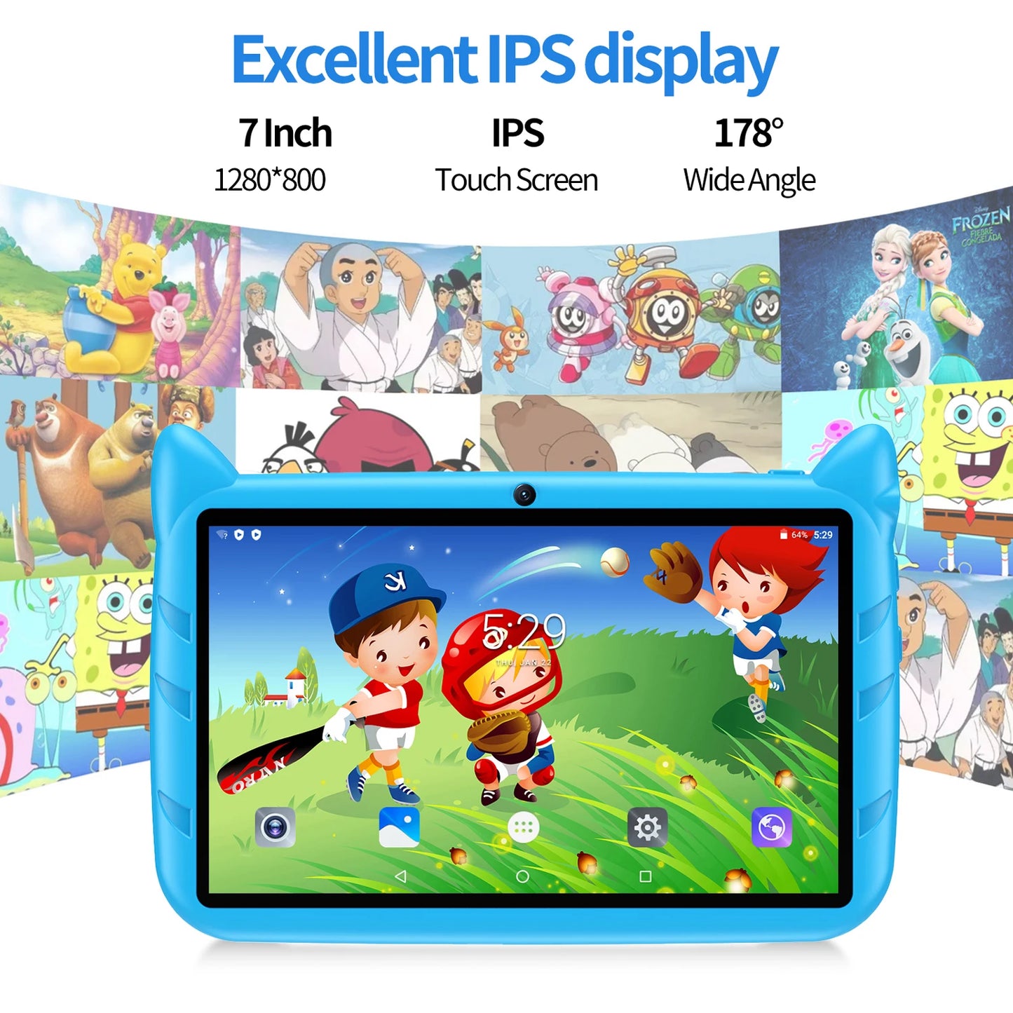 Tablet per Bambini 7" Android 13 - 4GB RAM 64GB ROM, WiFi 5G, Dual Camera, Educativo