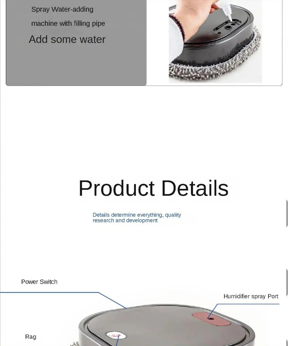 Robot Aspirapolvere e Lavapavimenti 3 in 1 Intelligente Ricaricabile con Spray e Funzione Asciutto/Bagnato