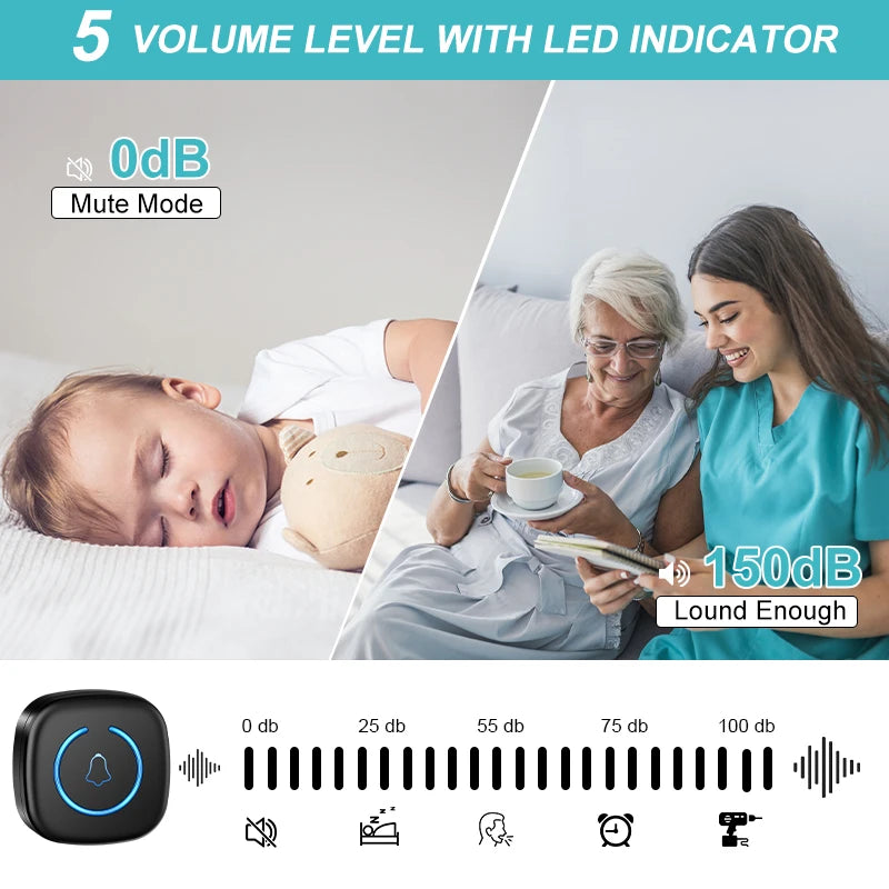 Campanello Wireless Smart 300M con 60 Melodie - Senza Fili