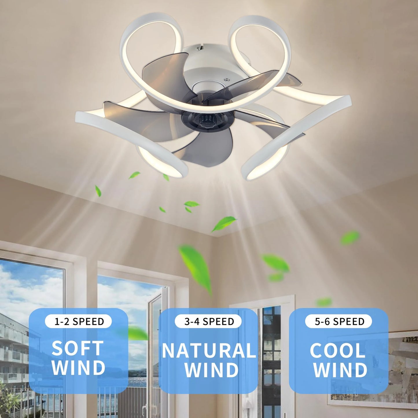 Ventilatore da Soffitto Decorativo con Lampada - Motore Reversibile, Design Moderno per Soggiorno e Cucina
