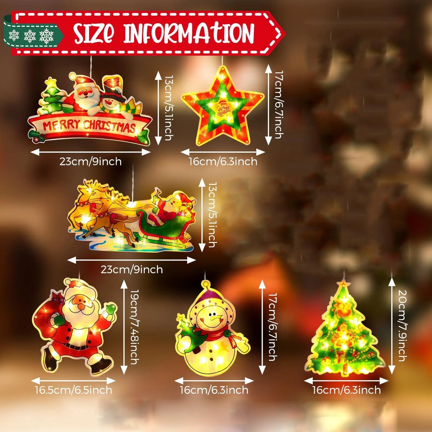 Decorazione Natalizia Luminosa con Ventosa - Pupazzo di Neve e Babbo Natale per Finestre