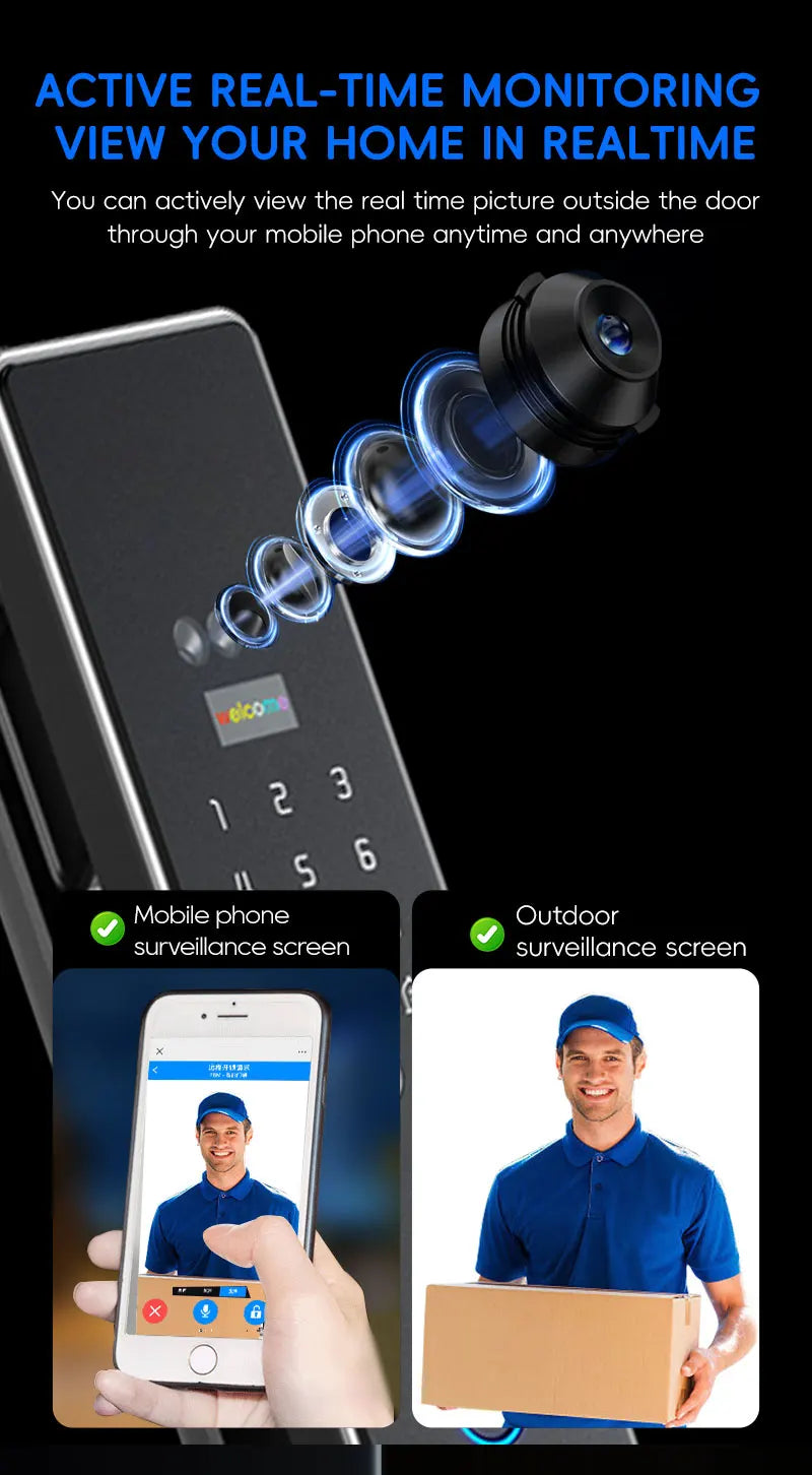 Serratura Smart WiFi con Riconoscimento Vena Palmare e Facciale 3D