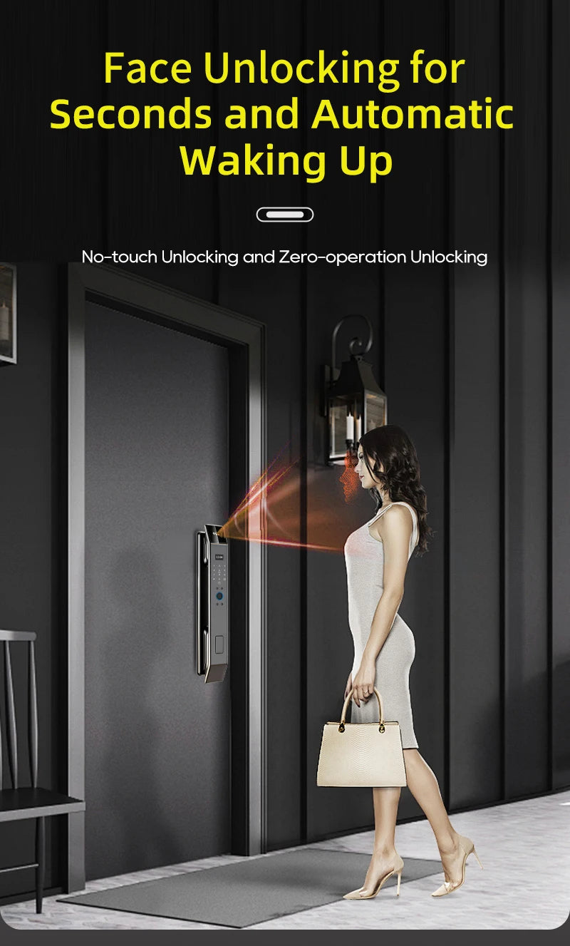 Serratura Smart con Riconoscimento Facciale 3D, Impronta Digitale e App Wishome