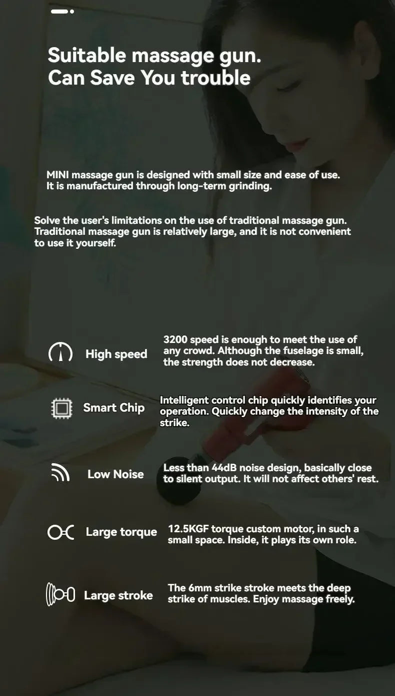 Mini Pistola Massaggiante USB - Massaggiatore Muscolare Portatile per Collo e Fascia