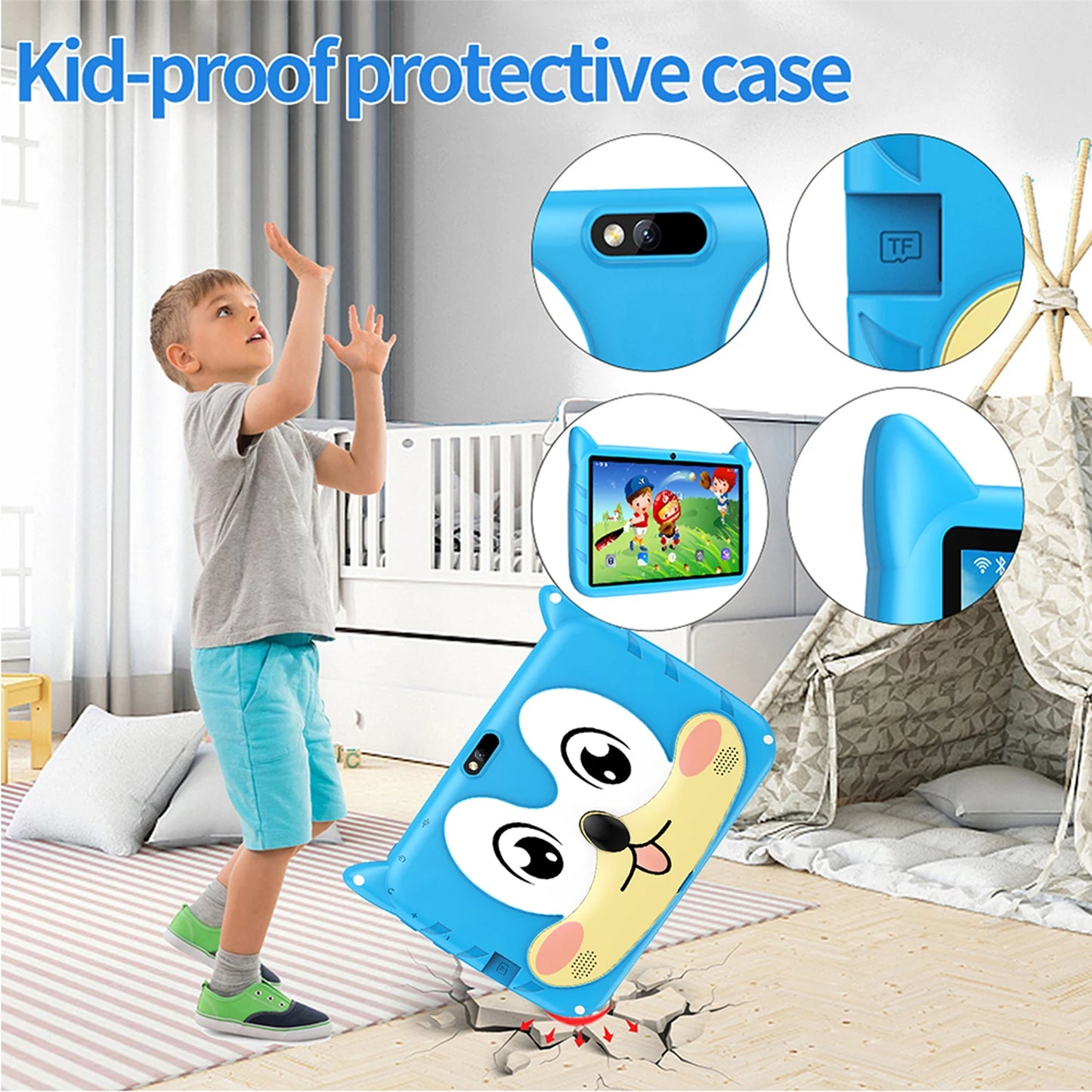 Tablet per Bambini 7" Android 13 - 4GB RAM 64GB ROM, WiFi 5G, Dual Camera, Educativo