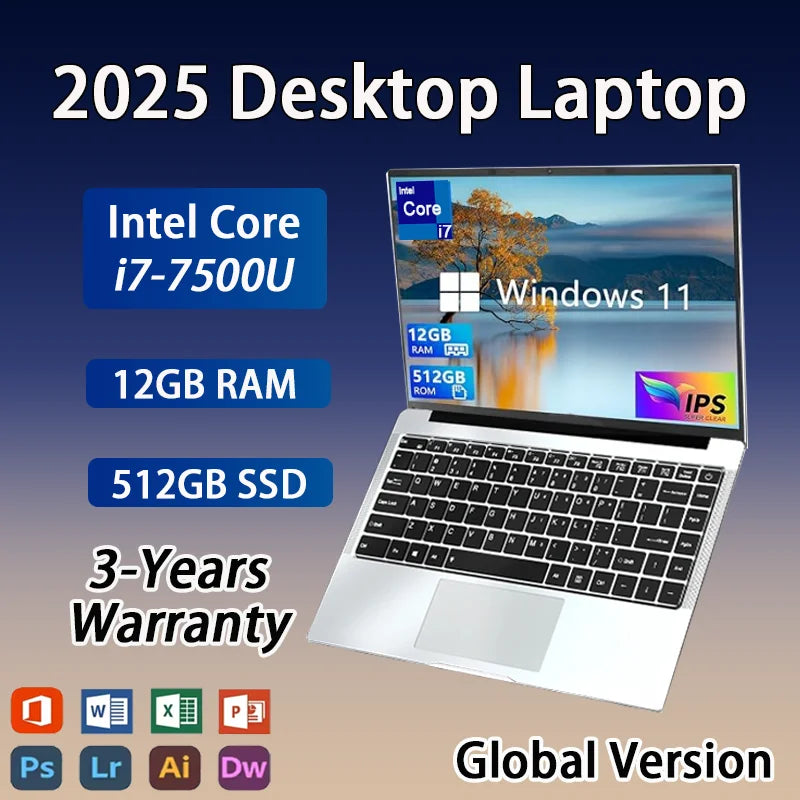 Laptop Windows 11 Pro Intel i7-7500U | 12GB RAM | SSD fino a 2TB | Notebook Professionale per Ufficio e Studio