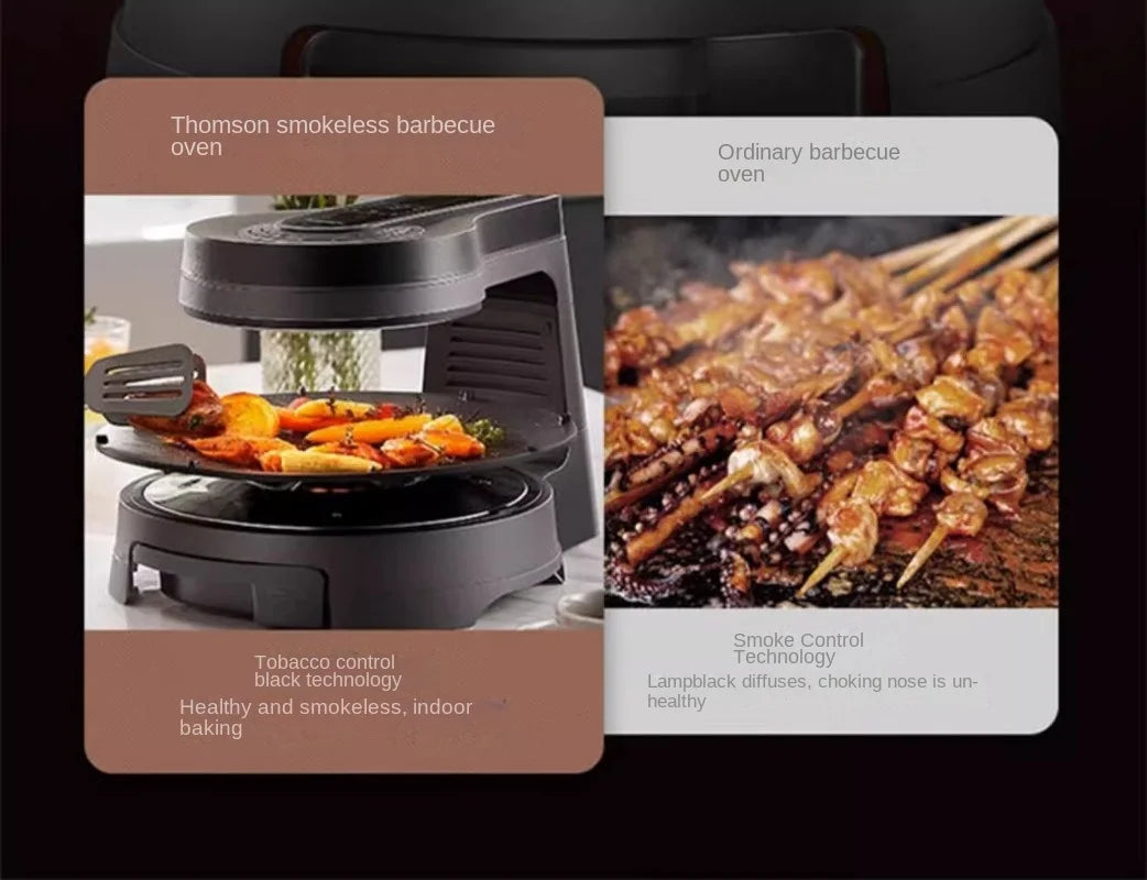 Griglia Elettrica Barbecue Senza Fumo Rotante Multifunzione per Interni