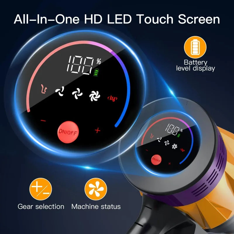 IDEACH FlexClean™ – Aspirapolvere Smart Senza Fili 550W con Display Touch, 50KPA, Asta Pieghevole e 3 Modalità