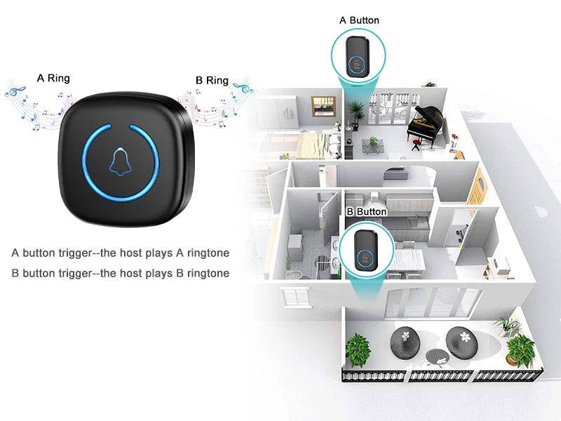 Campanello Wireless Smart 300M con 60 Melodie - Senza Fili
