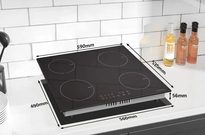 Piano Cottura a Induzione NOXTON 60cm 4 Zone Touch con Timer e Blocco Sicurezza